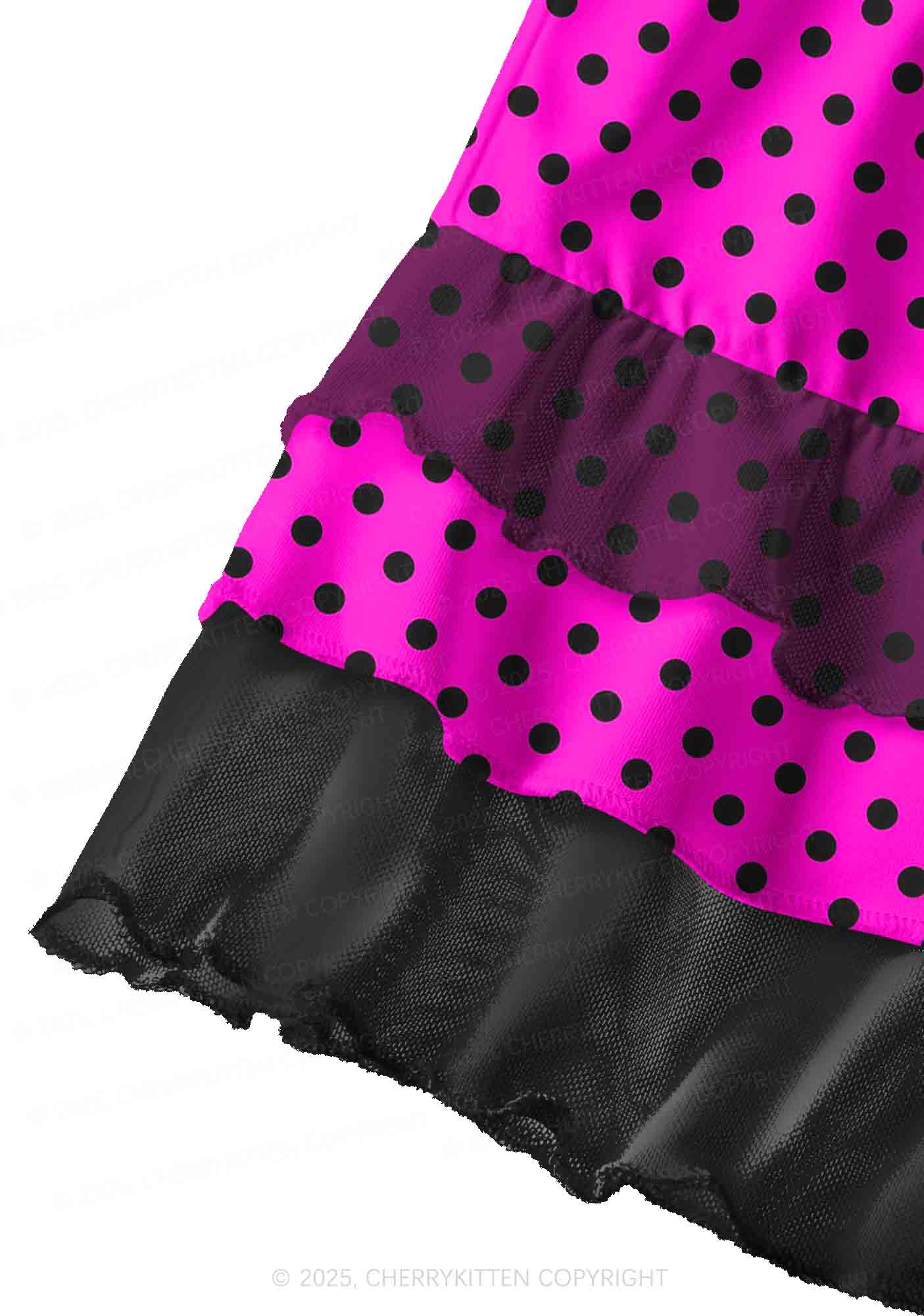Black Dots On Pink Valentine's Day Y2K Print Mini Layered Skirt Cherrykitten