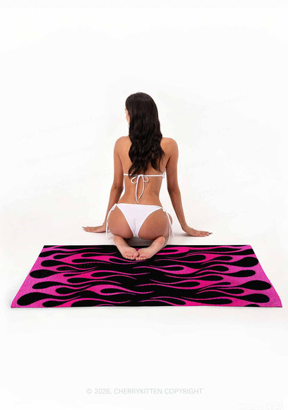 Hot Pink Flame Y2K Beach Towel Cherrykitten