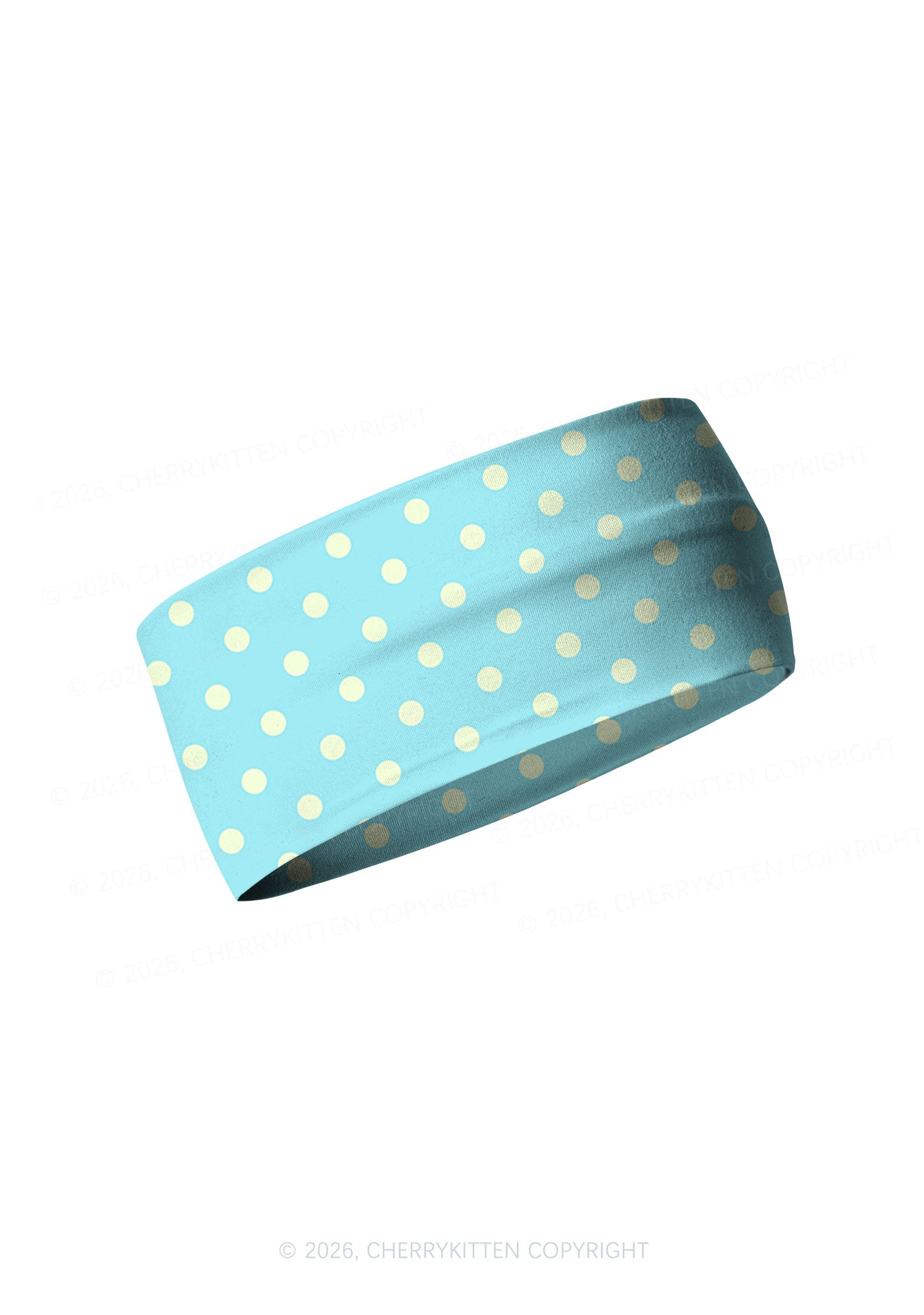 Yellow Dots On Blue Y2K Print Headband Cherrykitten