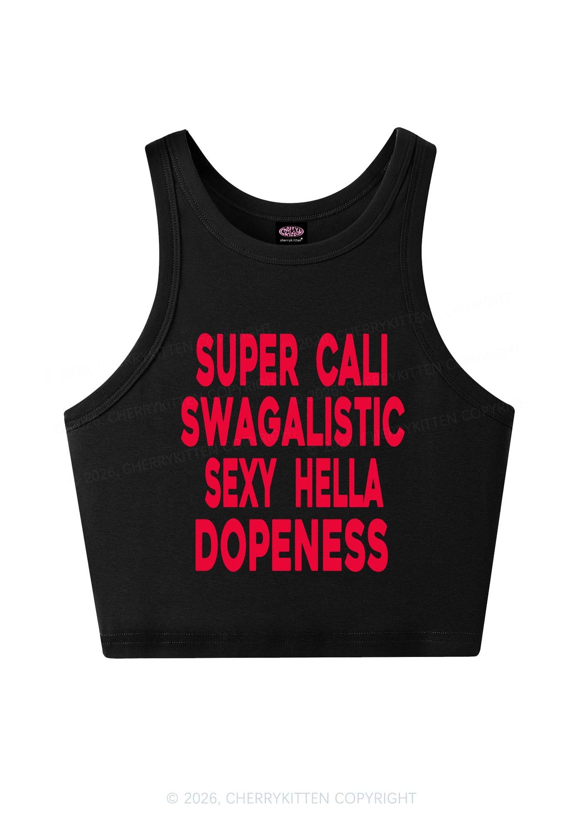 Super Cali Swagalistic Y2K Crop Tank Top Cherrykitten