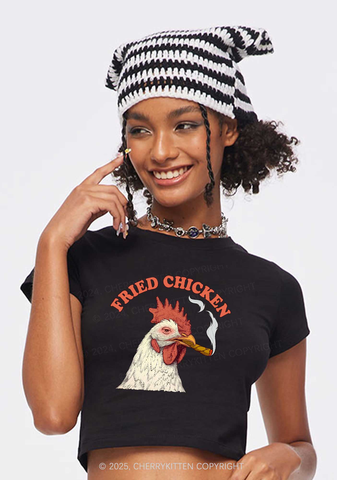 Fried Chicken Y2K Baby Tee Cherrykitten