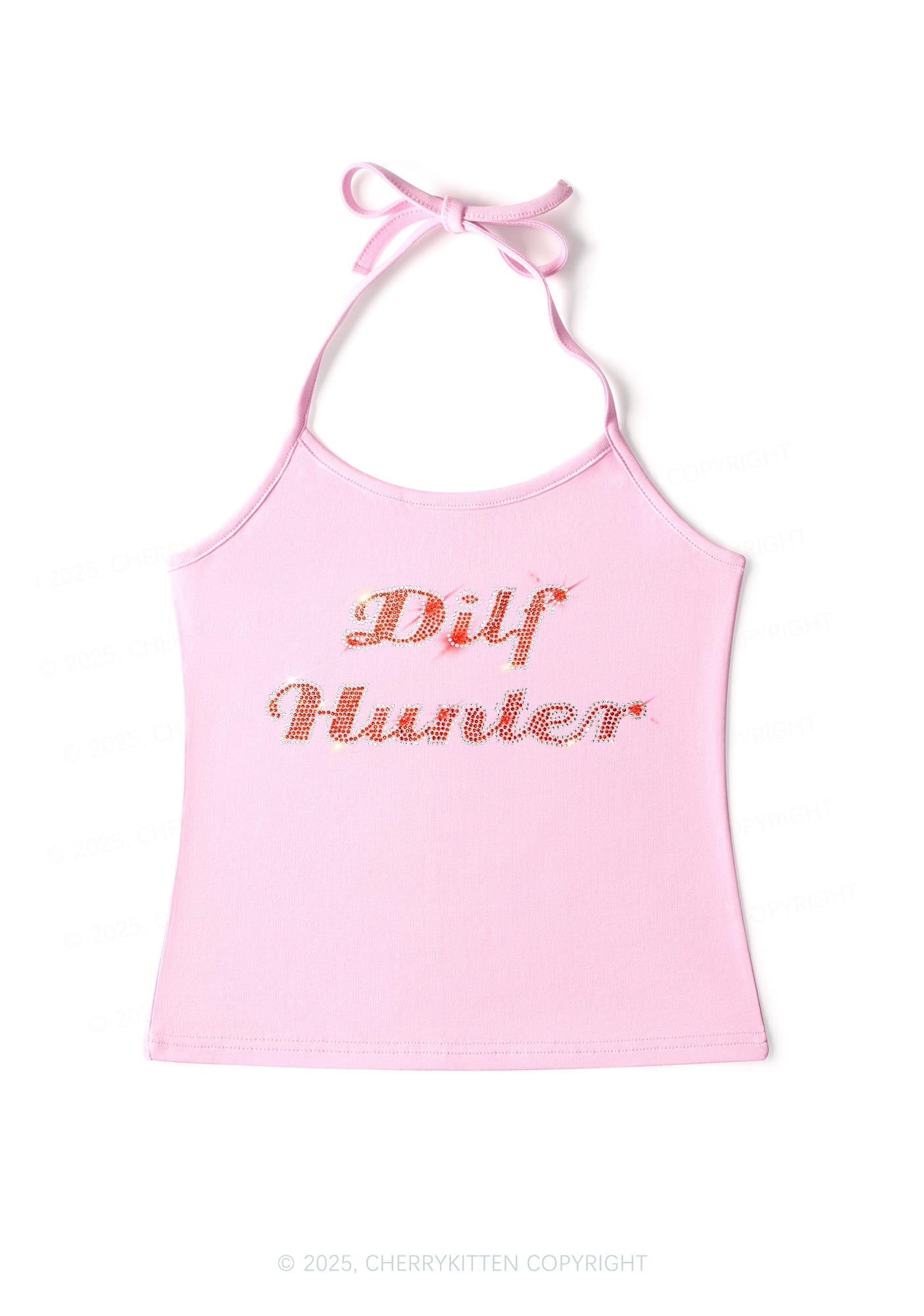 Rhinestone Green Hunter Y2K Halter Neck Cami Cherrykitten