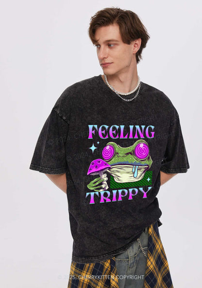 Frog Feeling Trippy Y2K Washed Tee Cherrykitten