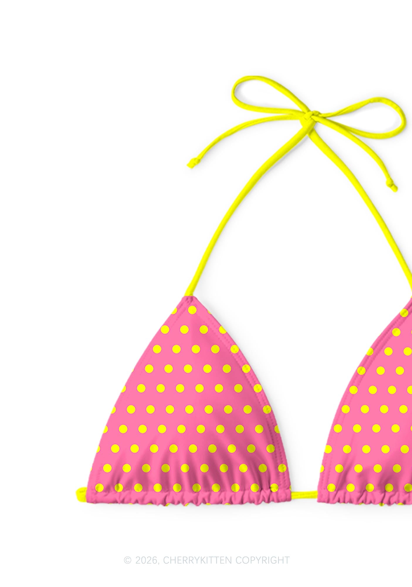 Yellow Dots On Pink Y2K Print Bikini Set Cherrykitten
