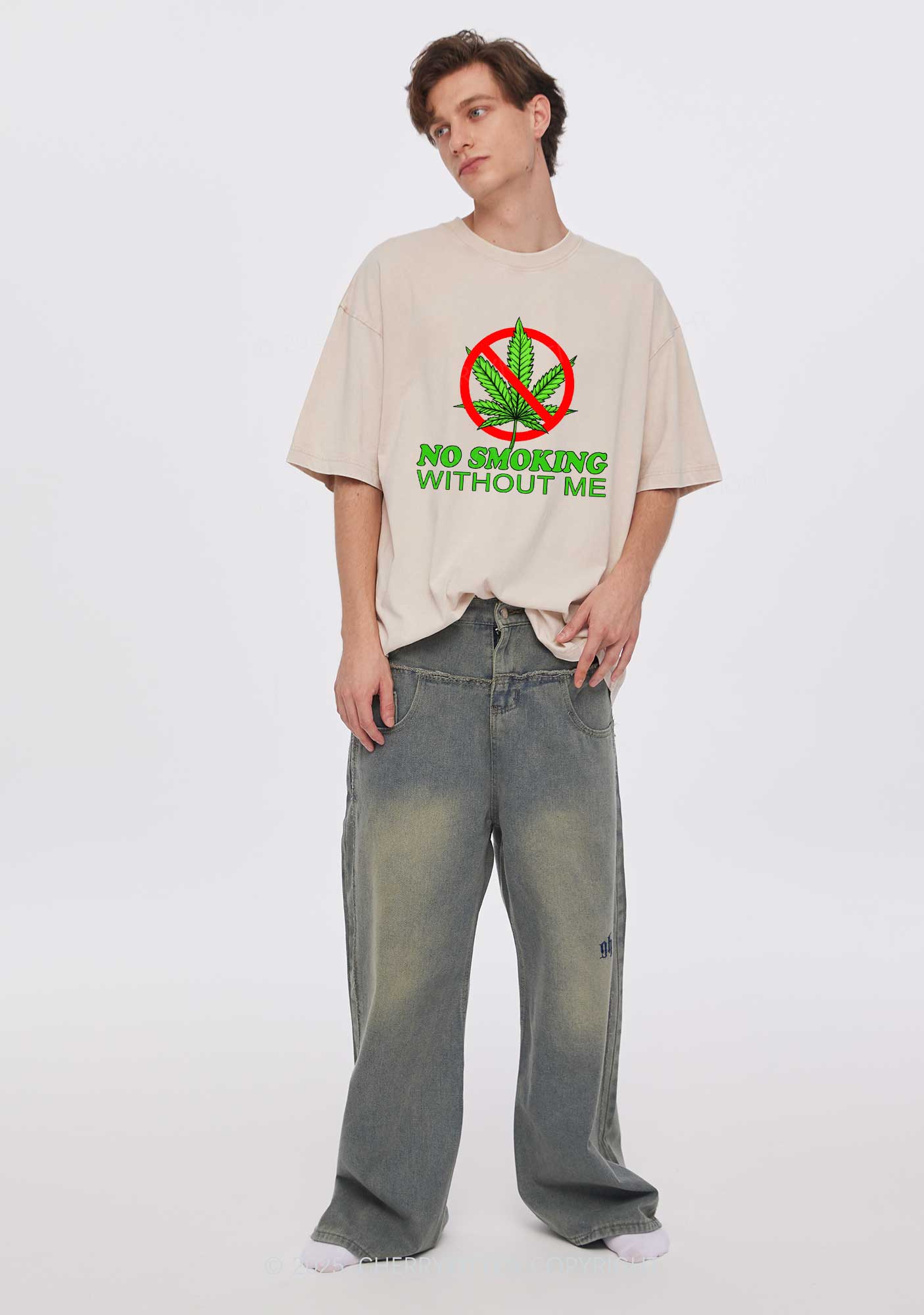 No Smoking Without Me Y2K Shirts Washed Tee Cherrykitten