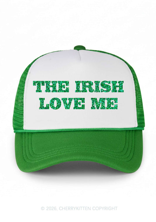 Glitter The Irish Love Me St Patricks Y2K Colorblock Trucker Hat Cherrykitten