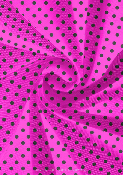 Black Dots On Pink Valentine's Day Y2K Print Mini Layered Skirt Cherrykitten