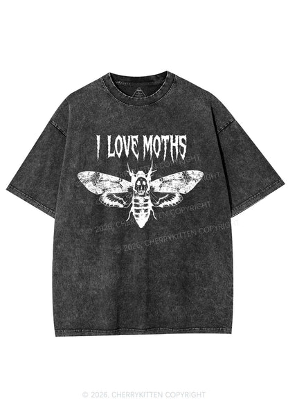 Halloween I Love Moths Y2K Shirts Washed Tee Cherrykitten