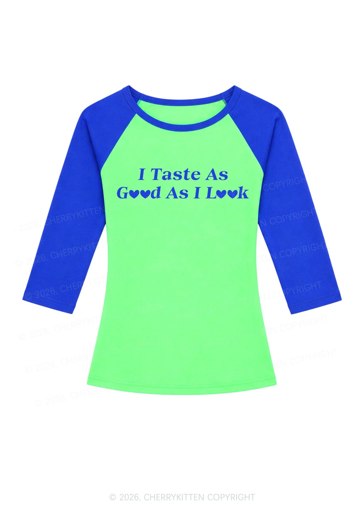 I Taste As Good As I Look Y2K Raglan Sleeve Crop Top Cherrykitten