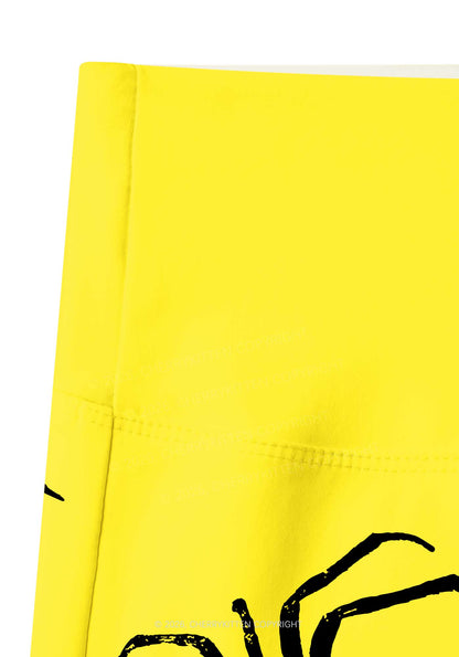 Skull Spider Y2K Print Gym Shorts Cherrykitten