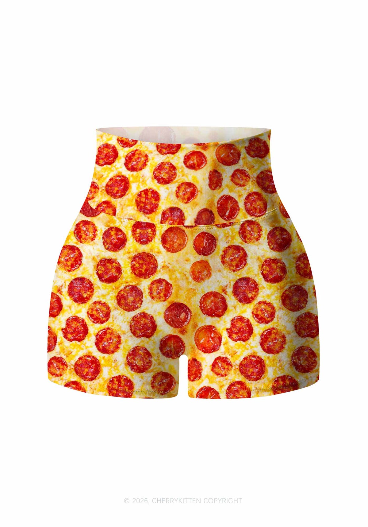 Sausage Pizza Y2K Print Gym Shorts Cherrykitten