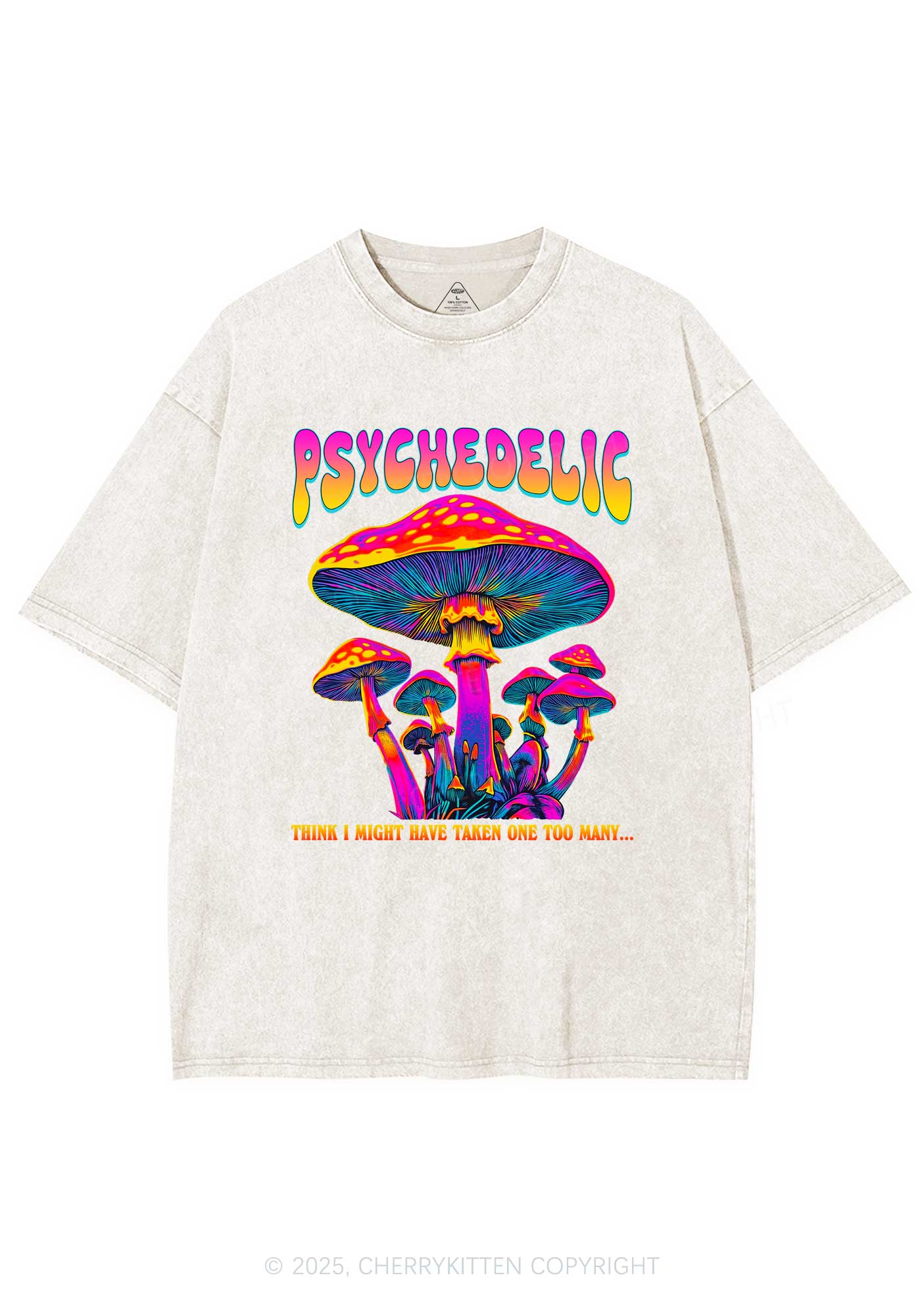Psychedelic Mushroom Y2K Shirts Washed Tee Cherrykitten