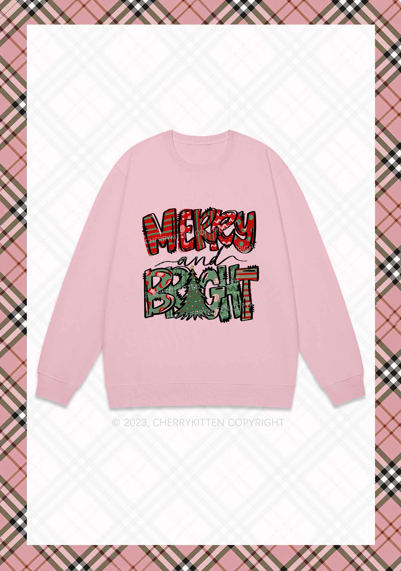Merry And Bright Christmas Y2K Sweatshirt Cherrykitten