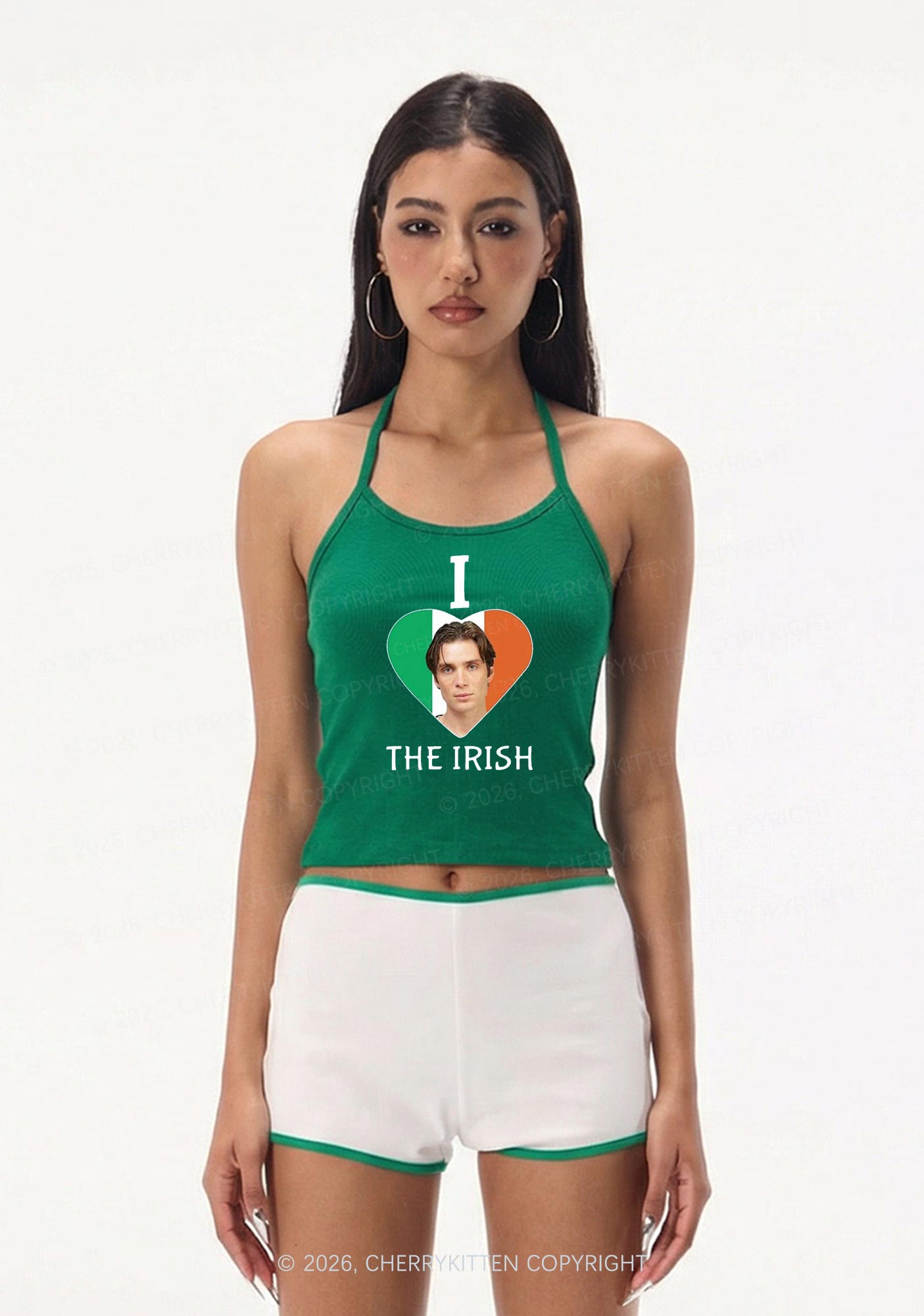 I Love The Irish Custom Photo St Patricks Y2K Halter Neck Cami Cherrykitten