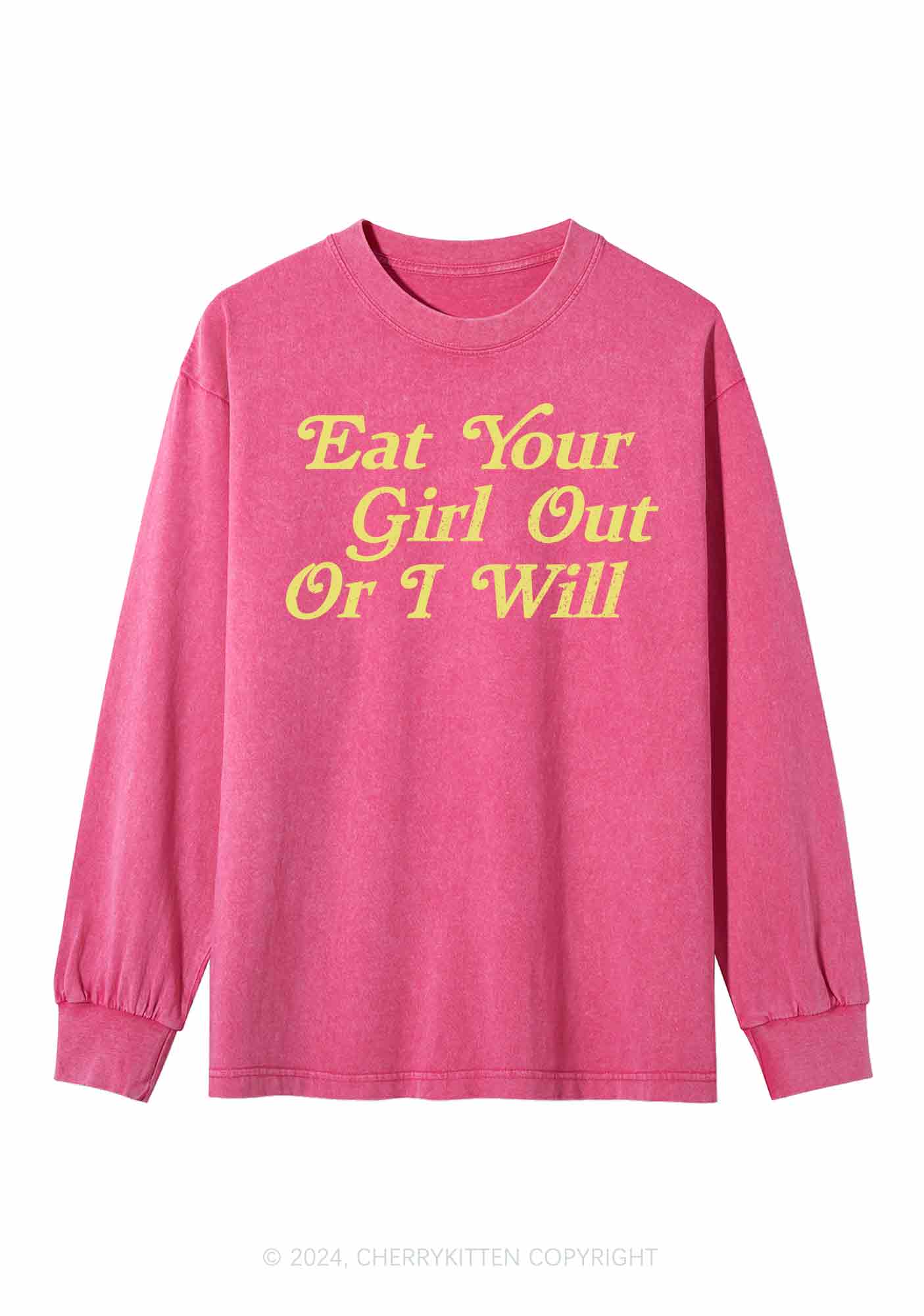 Eat Your Girl Out Y2K Washed Long Sleeves Cherrykitten