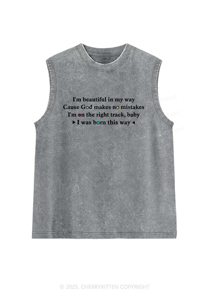 I Was Born This Way Pride Y2K Washed Muscle Tank Cherrykitten