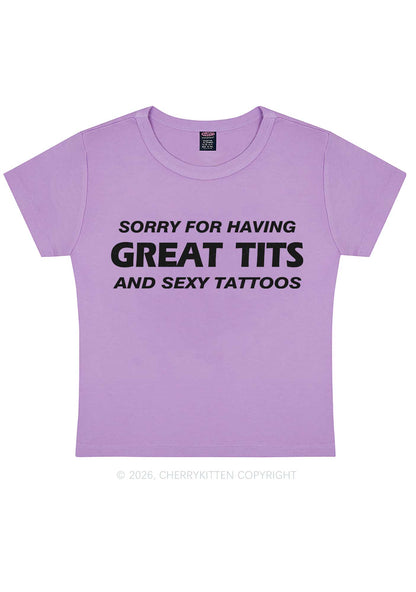 Sorry For Great Txts And Sexy Tattoos Y2K Baby Tee Cherrykitten
