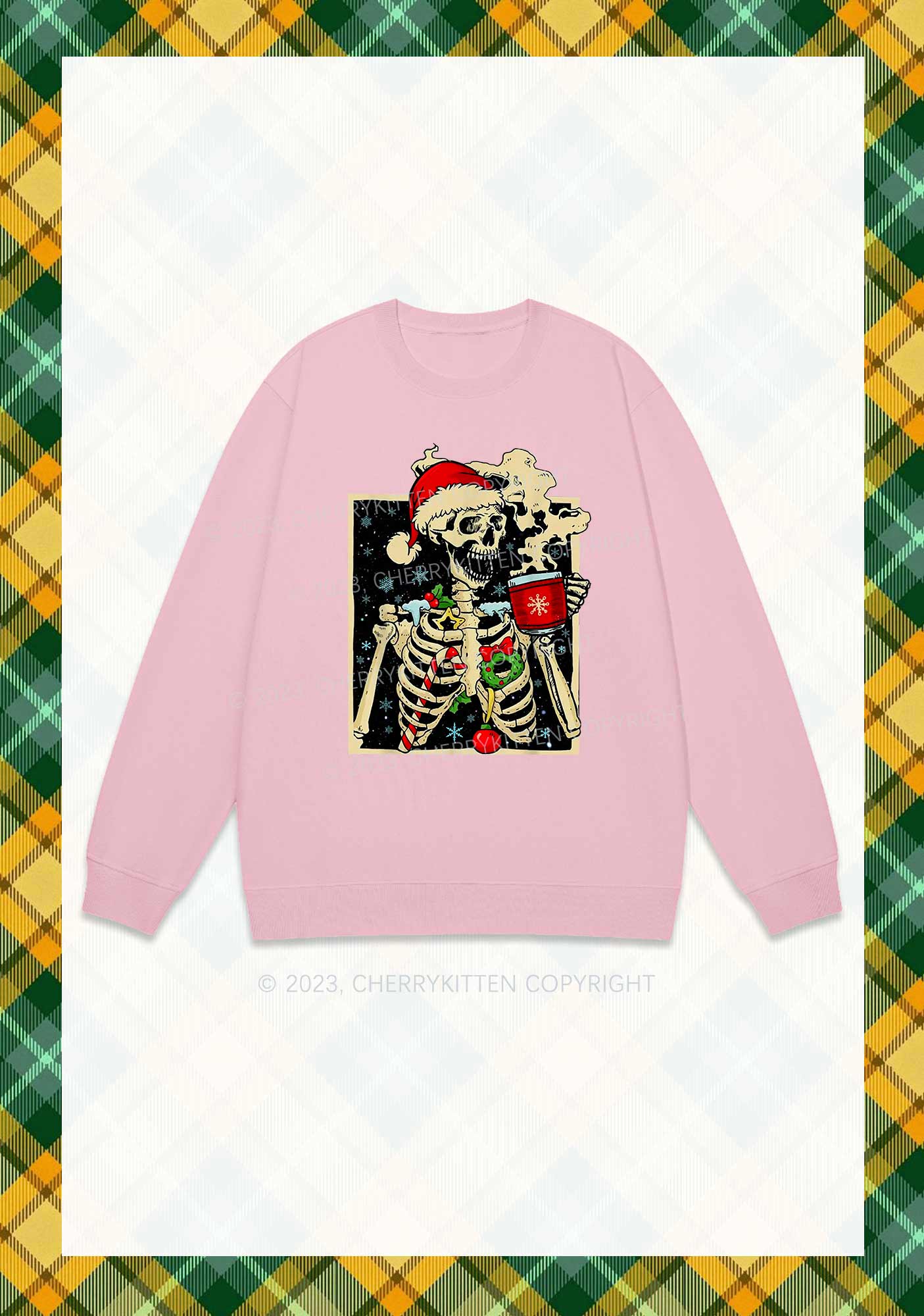 Merry Christmas Skeleton Y2K Sweatshirt Cherrykitten