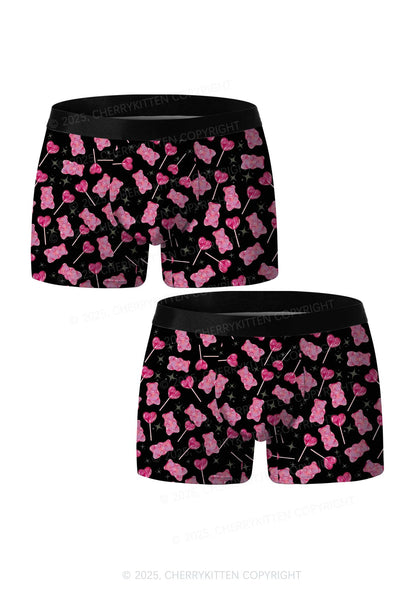 Lollipops Gummies Valentine's Day Y2K Print Couples Boxer Briefs Set Cherrykitten