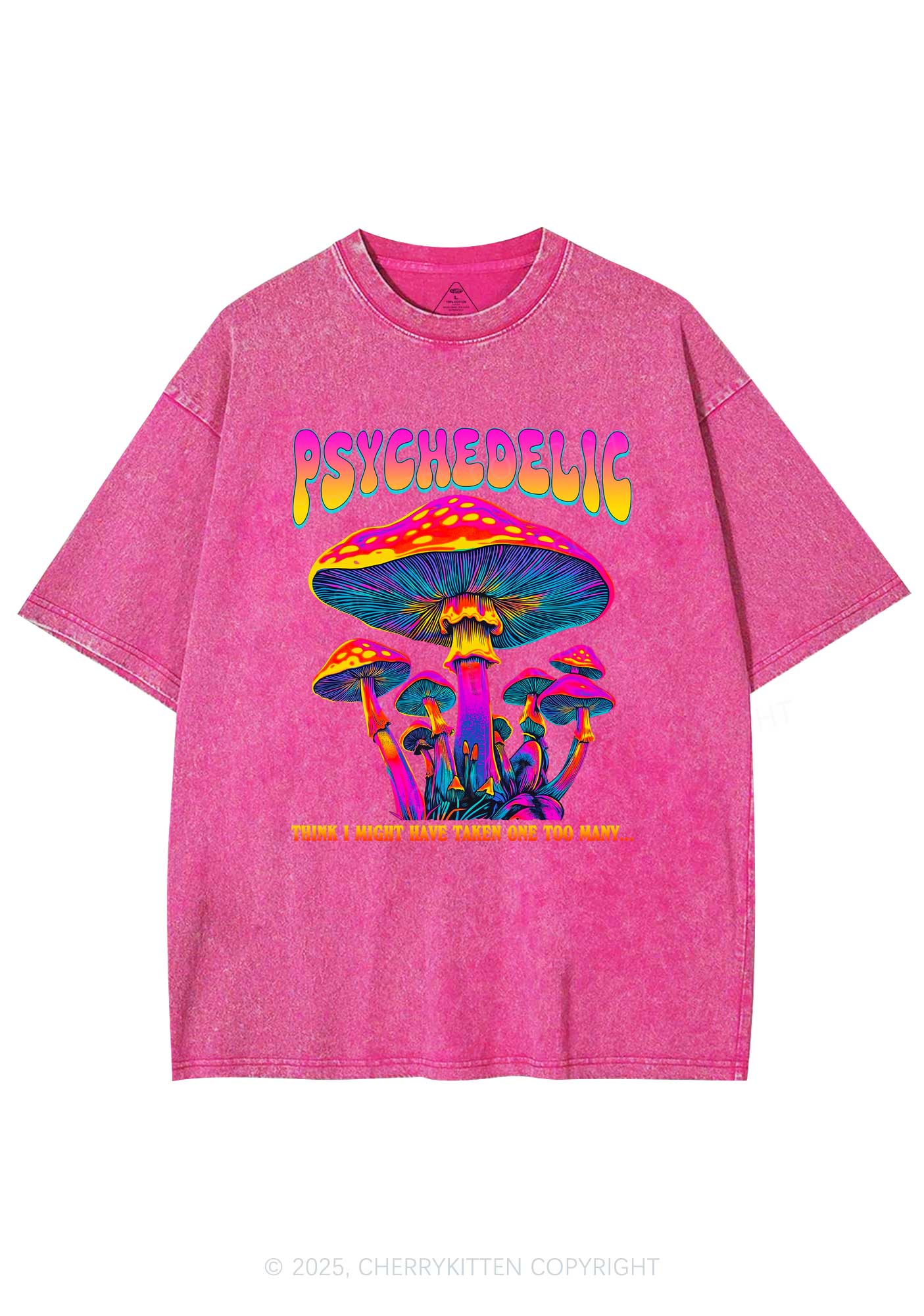 Psychedelic Mushroom Y2K Shirts Washed Tee Cherrykitten
