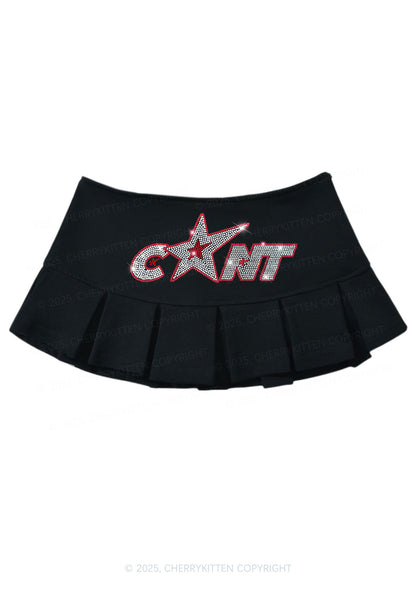 Rhinestone Star Cxxt Y2K Mini Pleated Skirts Cherrykitten