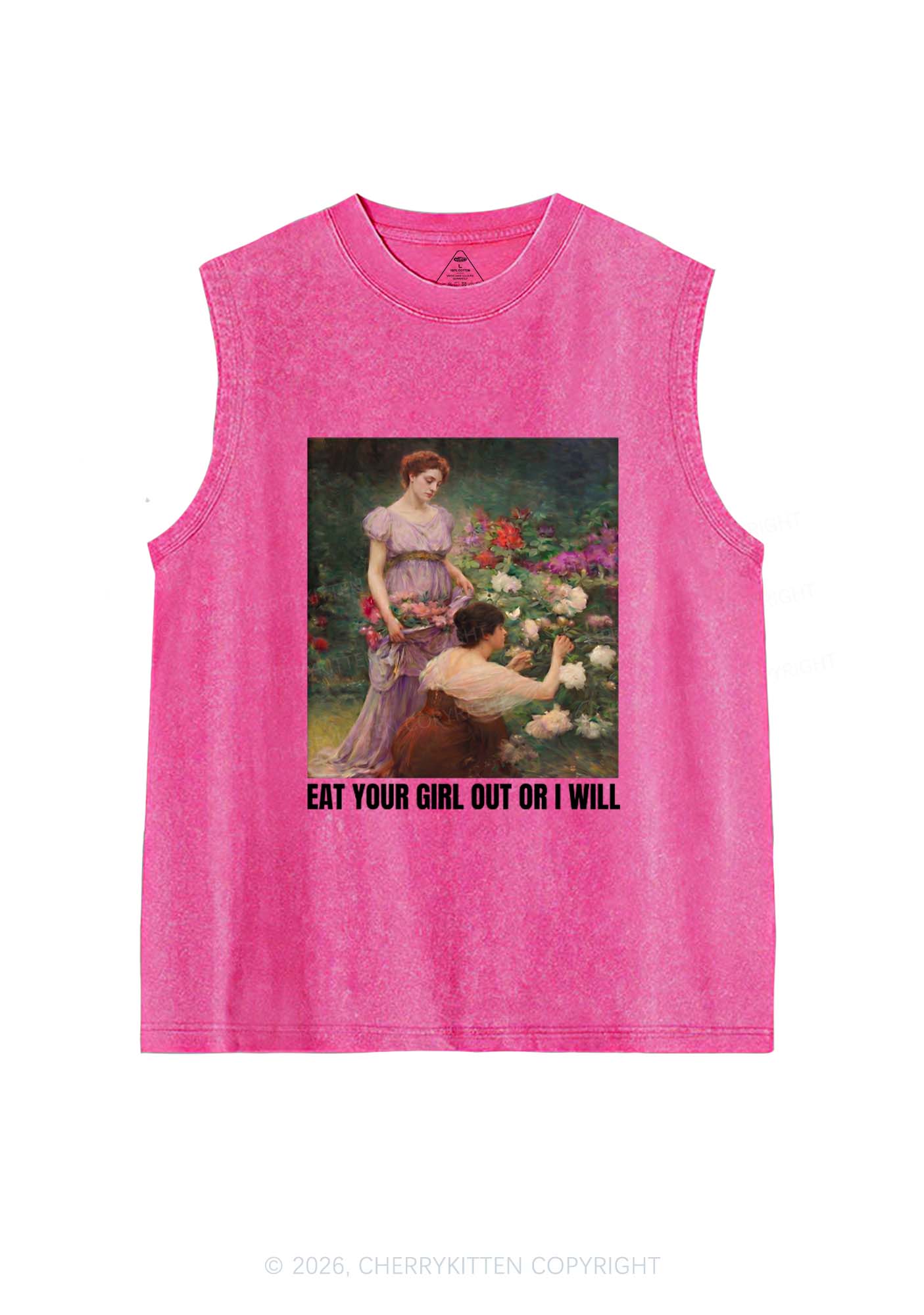 Eat Your Girl Out Painting Pride Y2K Washed Muscle Tank Cherrykitten