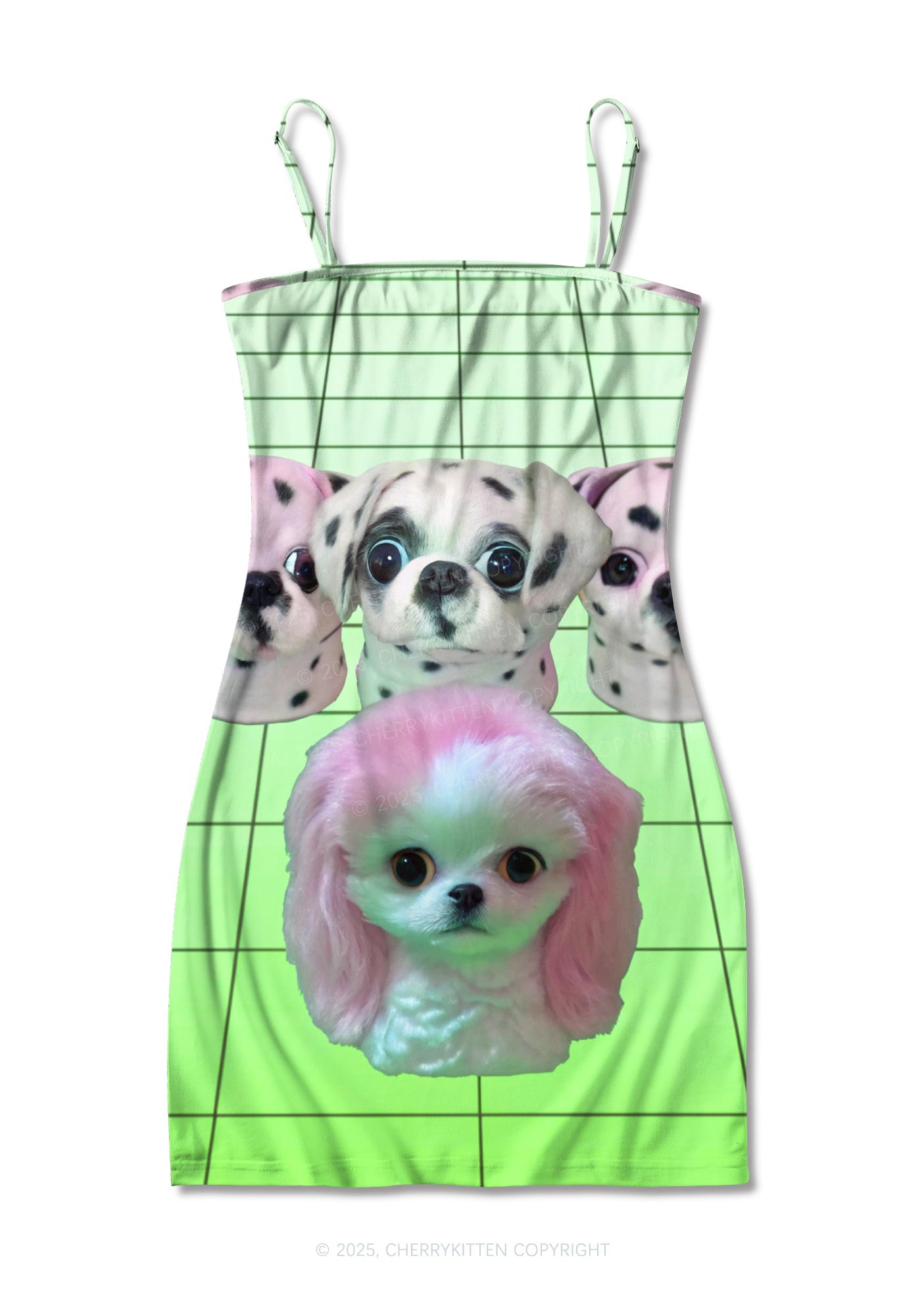 Pink Puppy Y2K Print Slip Dress Cherrykitten