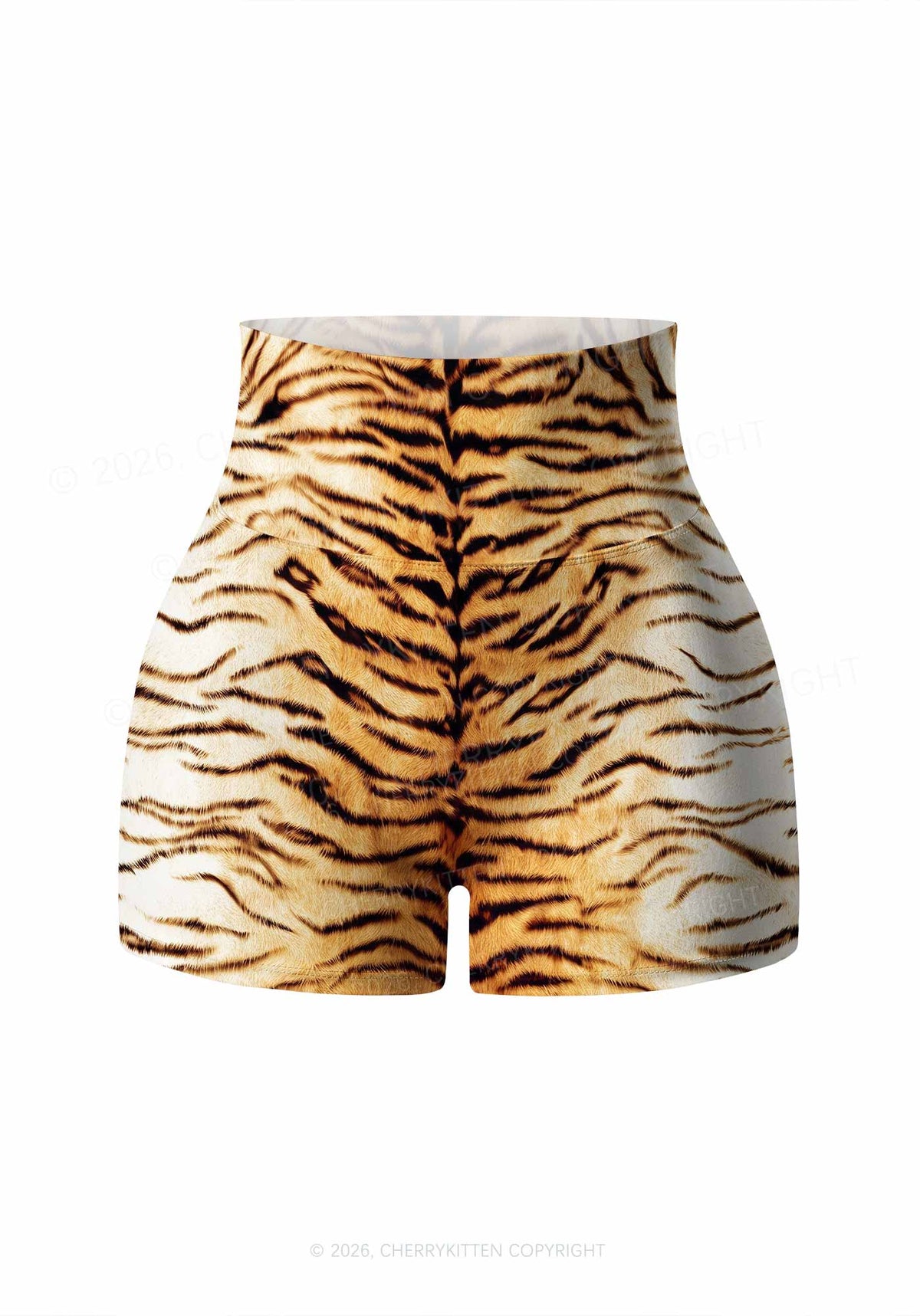 Tiger Stripes Y2K Print Gym Shorts Cherrykitten