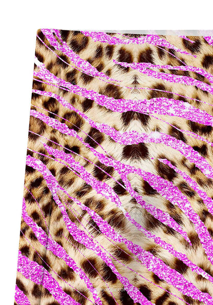 Sparkle Pink Leopard Y2K Print Gym Shorts Cherrykitten