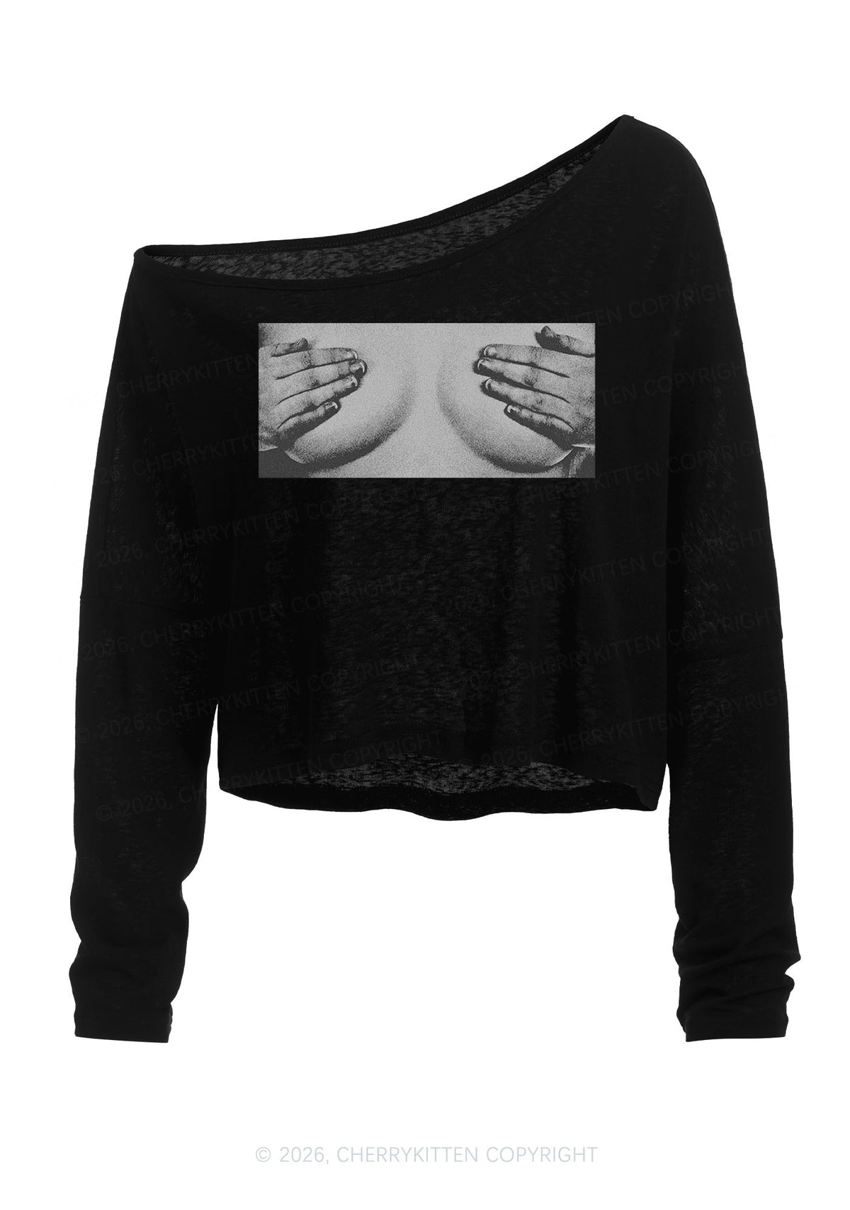 Touch Bxxbs Y2K Off Shoulder Long Sleeve Crop Top Cherrykitten