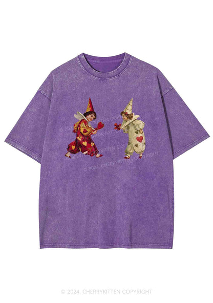 Heart Bow Knot Kids Y2K Washed Tee Cherrykitten