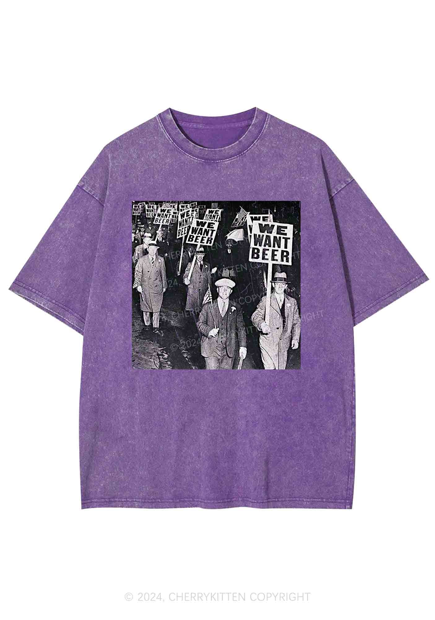 We Want Beer Y2K Washed Tee Cherrykitten
