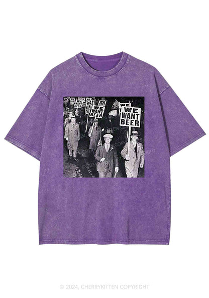 We Want Beer Y2K Washed Tee Cherrykitten