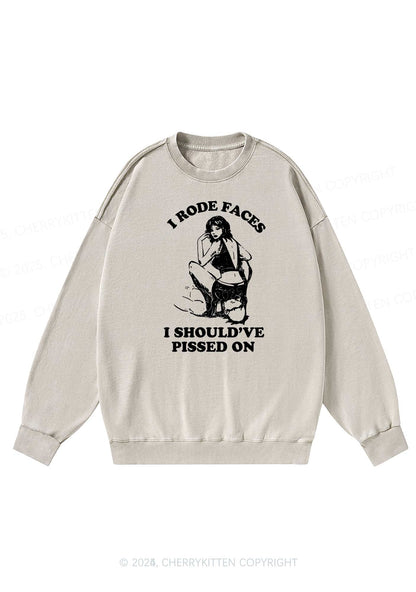 I Rode Faces Y2K Washed Sweatshirts Cherrykitten