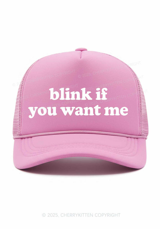 Blink If You Want Me Y2K Trucker Hat Cherrykitten