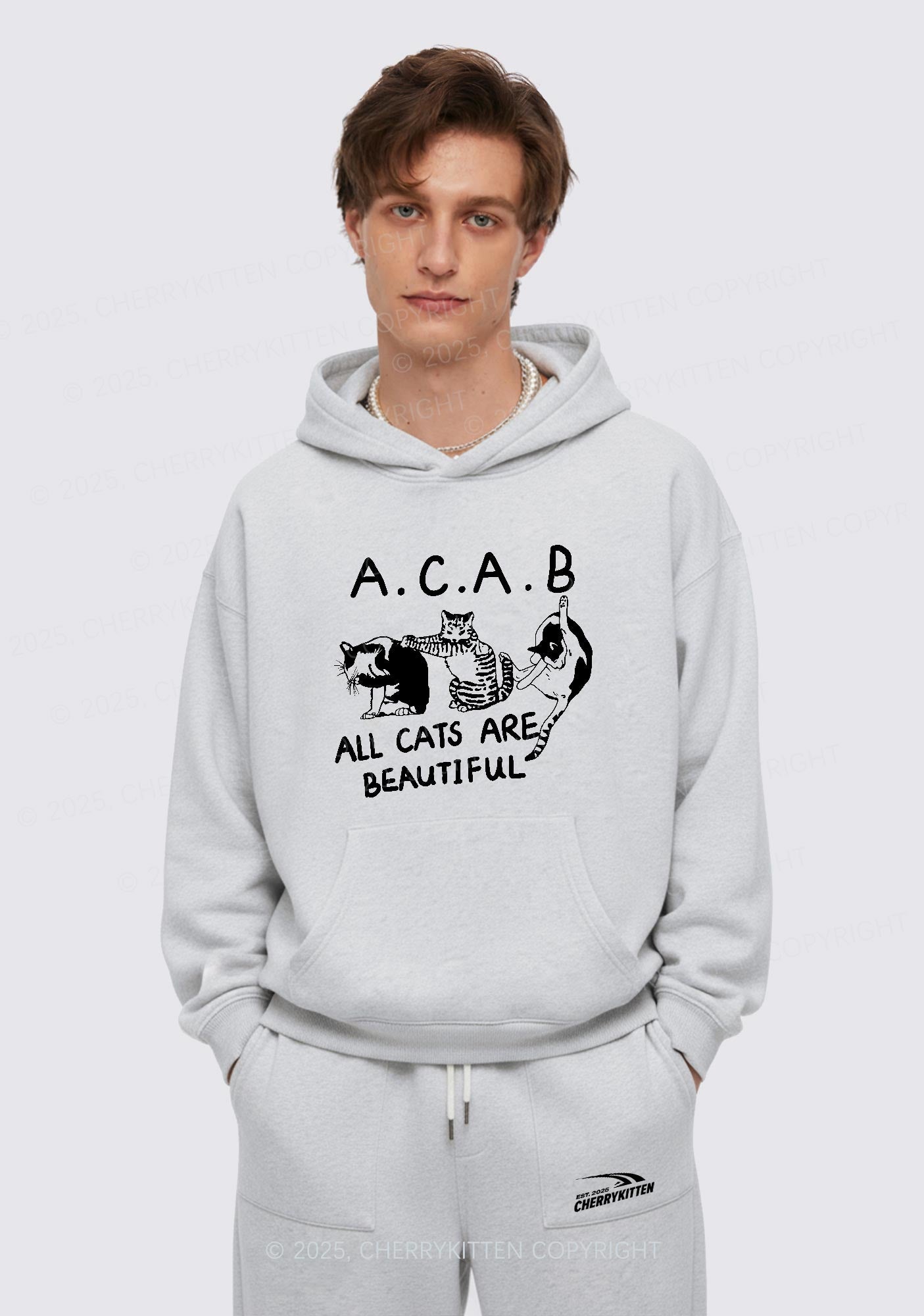 ACAB Cats Y2K Fleece Hoodie Set Cherrykitten