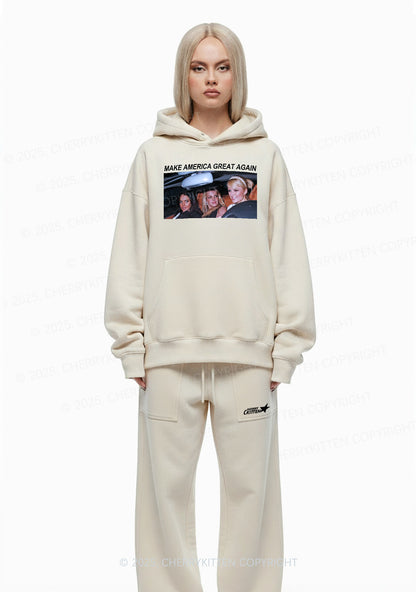 Make America Great Again Y2K Fleece Hoodie Set Cherrykitten