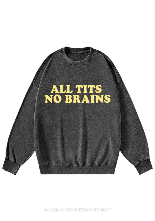 All Txts No Brains Y2K Washed Sweatshirts Cherrykitten