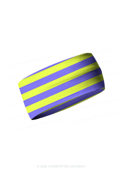 Purple Lime Stripes Y2K Print Headband Cherrykitten