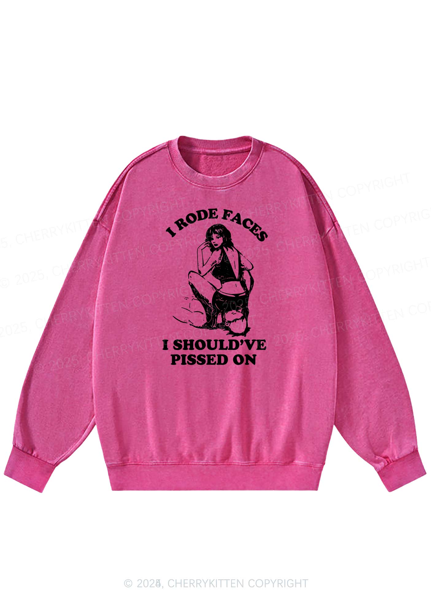 I Rode Faces Y2K Washed Sweatshirts Cherrykitten