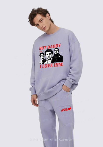Daddy I Love Luigi Y2K Fleece Sweatshirts Set Cherrykitten