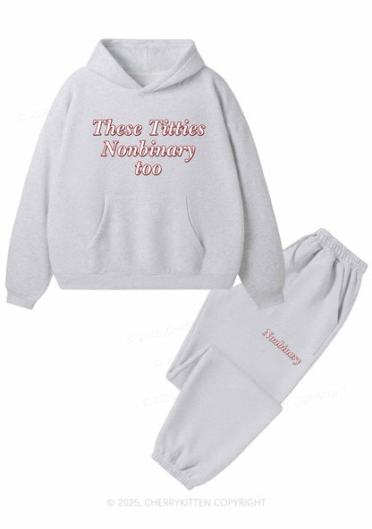 Txtties Nonbinary Too Y2K Fleece Hoodie Set Cherrykitten