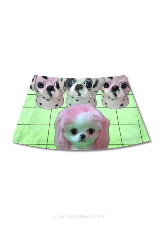 Pink Puppy Y2K Print Mini Skirt Cherrykitten
