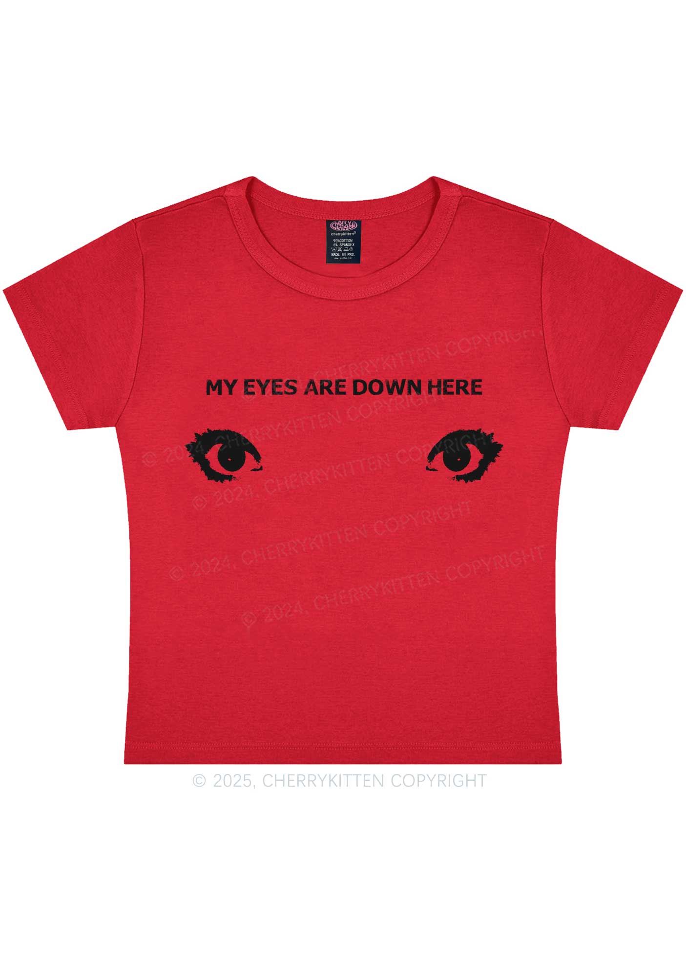 My Eyes Are Down Here Y2K Baby Tee Cherrykitten