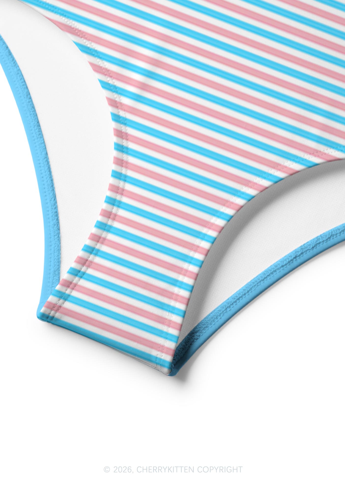 Trans Stripes Pride Y2K Print Bikini Set Cherrykitten