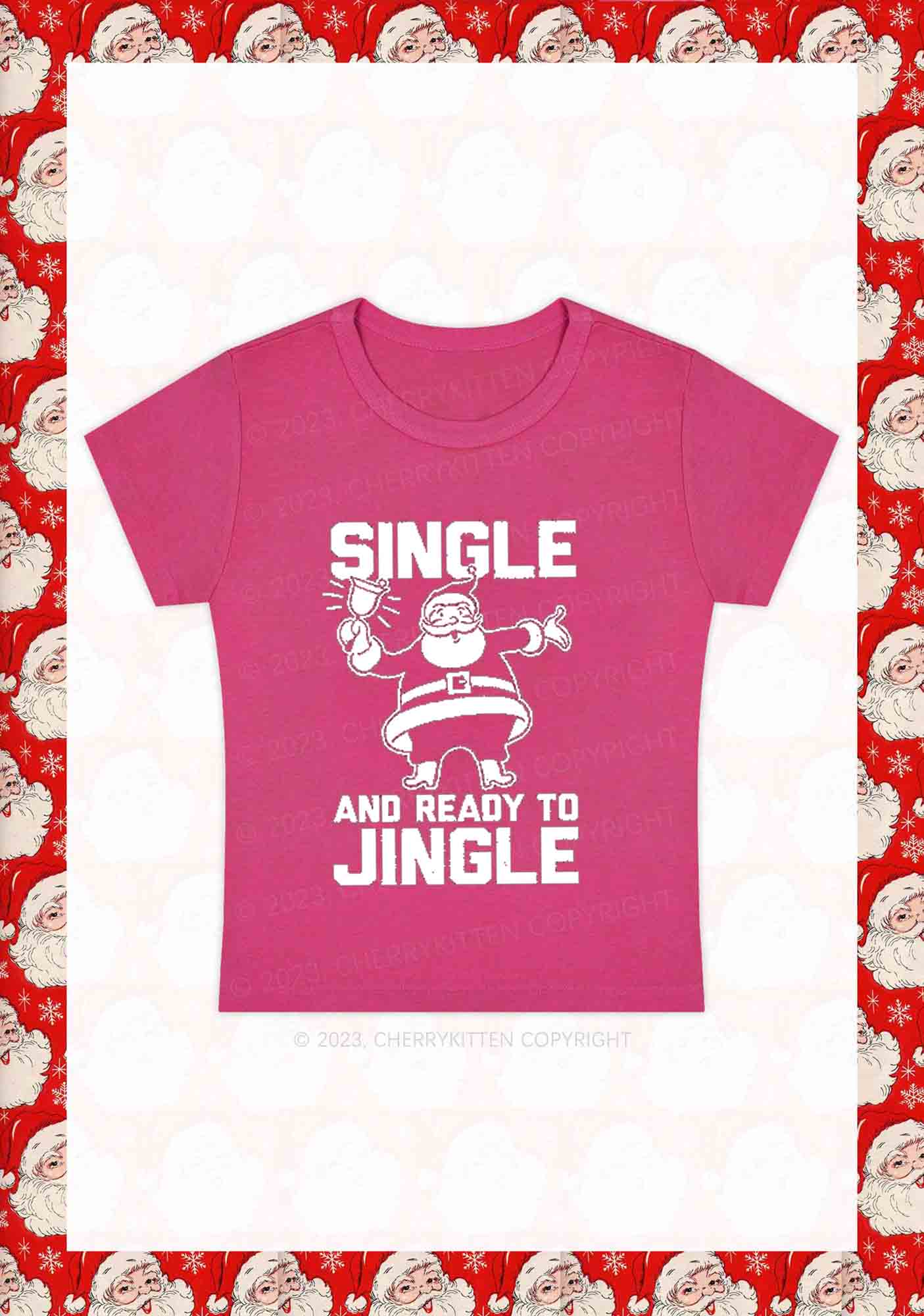 Single Santa Ready To Jingle Christmas Y2K Baby Tee Cherrykitten