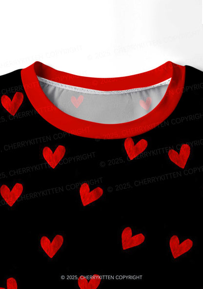 Hearts Fly Valentine's Day Y2K Print Long Sleeve Pajama Set Cherrykitten