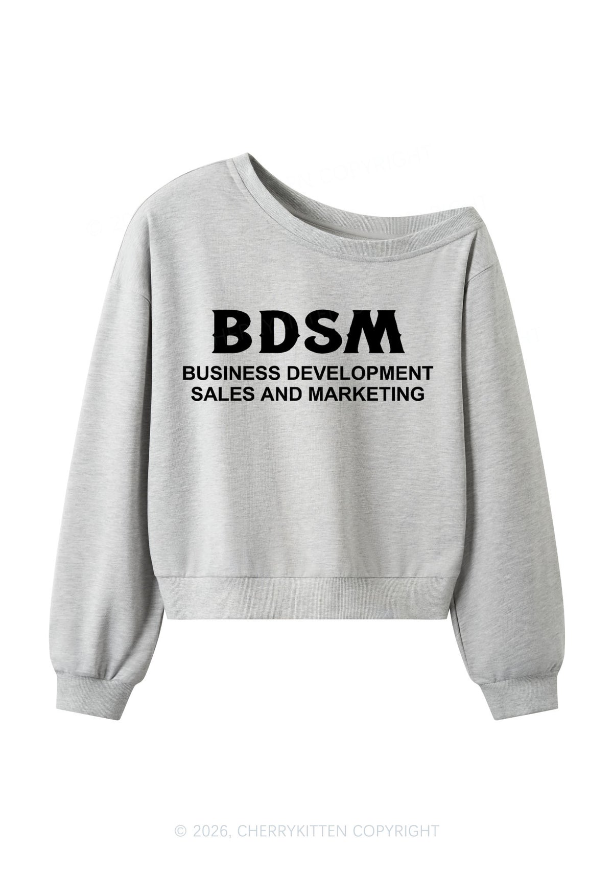 Business Development Y2K Off Shoulder Sweatshirts Cherrykitten
