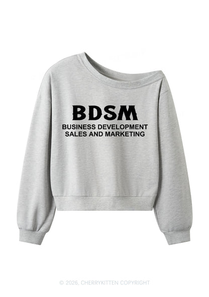 Business Development Y2K Off Shoulder Sweatshirts Cherrykitten