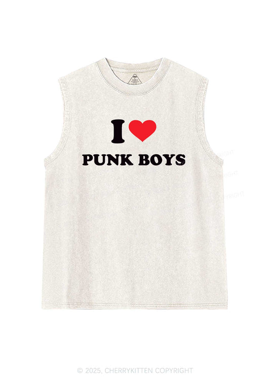 I Love Punk Boys Y2K Washed Muscle Tank Cherrykitten